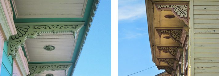 Wood brackets on houses in the Treme