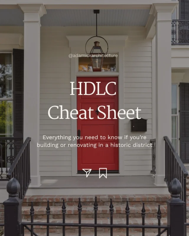 Renovating a historic home in New Orleans? The HDLC process is one of the first things you need to understand when it comes to your renovation timeline.
 
👉 Swipe through for our complete cheat sheet: what the HDLC is, what triggers review, how long it takes, what gets denied, and how to set your project up for a smooth approval.
 
Whether you’re in a full control district like the Marigny or Bywater, or a partial control district like Uptown or Mid-City, knowing the process before you start saves time, money, and a lot of frustration.
 
Read the full guide on the blog:
https://adamickarchitecture.com/blog/hdlc-new-orleans-home-renovation/

🔗 in bio too!